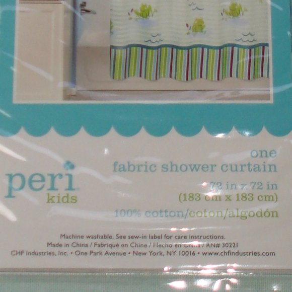 Peri Kids Cute Frog Shower Curtain 100% Cotton Fabric White Multi Color - Picture 7 of 12